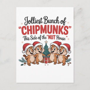 Cartão Postal De Festividades Bando de Chipmunks Engraçados Rodents Xmas