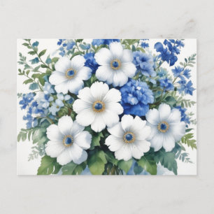 Cartão Postal De Festividades Bando de Flores de Aquarela Elegante