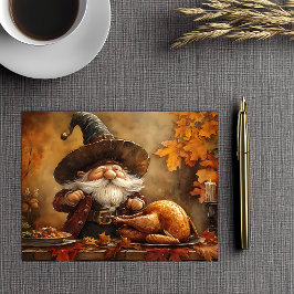 Cartão Postal De Festividades Banquete de Ação de Graças Gnome
