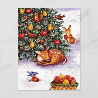 Cartão Postal De Festividades banquete de animais de inverno