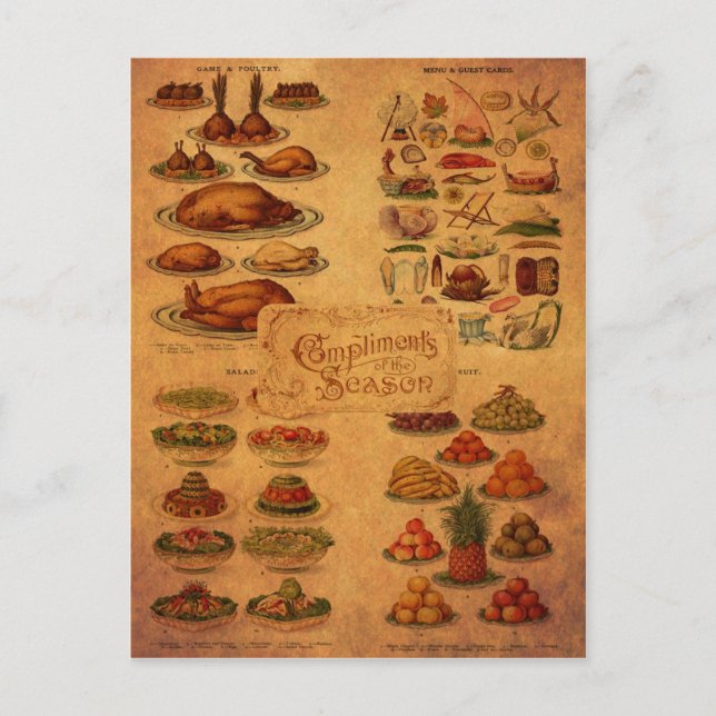 Cartão Postal De Festividades Banquete de Natal da Sra. Beeton (Frente)