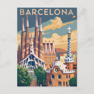 Cartão Postal De Festividades Barcelona Spain vintage