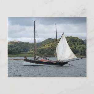 Cartão Postal De Festividades Barco à vela em Loch Crinan, Escócia