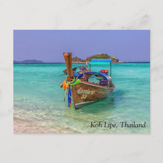 Cartão Postal De Festividades Barco de cauda longa Koh Lipe, Tailândia (Frente)