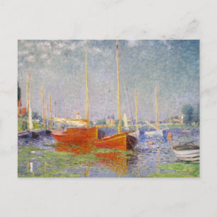 Cartão Postal De Festividades Barcos Vermelhos em Argenteuil, Monet