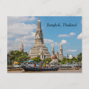 Cartão Postal De Festividades Barge navegando pas Wat Arun