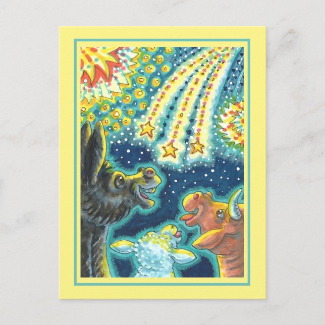 CARTÃO POSTAL DE FESTIVIDADES BARNYARD FARM ANIMAIS EM QUARTO DE JULHO, FANTÁSTI (Frente)