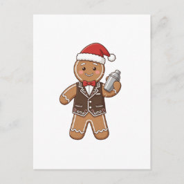 Cartão Postal De Festividades Barrista de Pão de Mel Natal 2026 Café de Férias