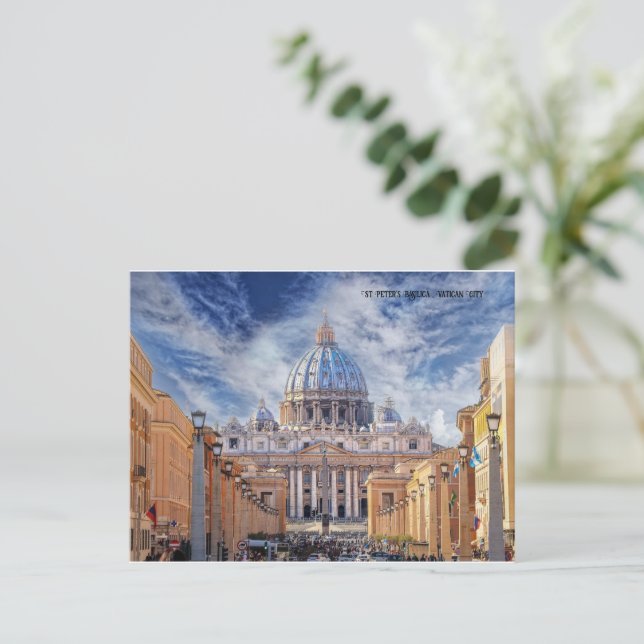 Cartão Postal De Festividades Basilica Roma, cidade Vaticano da rua Peter (Em pé/Frente)