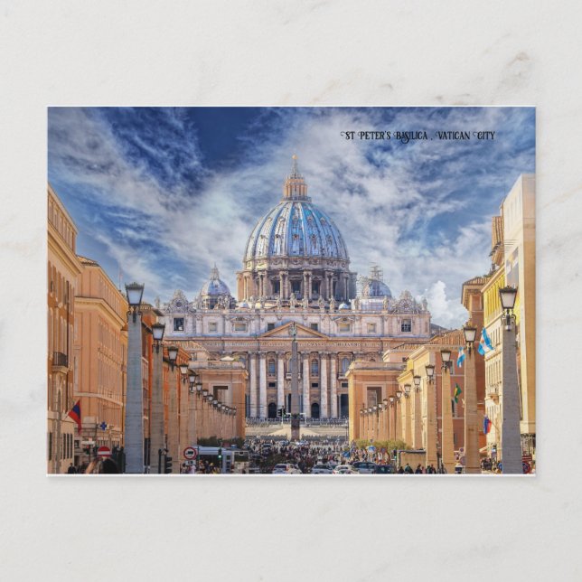 Cartão Postal De Festividades Basilica Roma, cidade Vaticano da rua Peter (Frente)