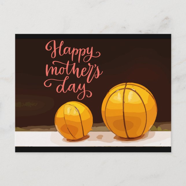 Cartão Postal De Festividades Basquete para Dia de as mães (Frente)