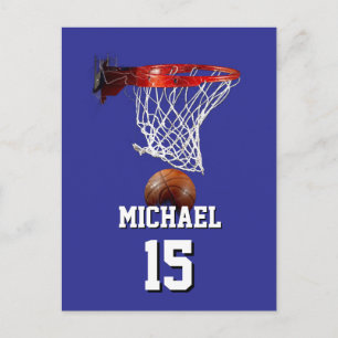 Cartão Postal De Festividades Basquetebol Adicione seu Nome e Número Pop Art