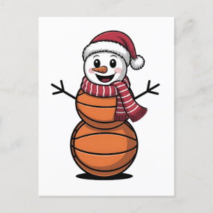 Cartão Postal De Festividades Basquetebol Boneco de Neve Amantes do Esporte de N