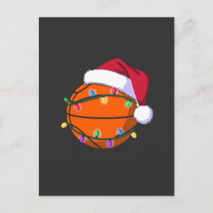 Cartão Postal De Festividades Basquetebol de Homem de Neve Natal Santa Beisebol