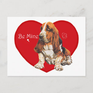 Cartão Postal De Festividades Basset Hound no Dia dos Namorados