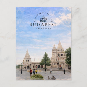 Cartão Postal De Festividades Bastião dos Pescadores Budapeste Hungria Aquarel