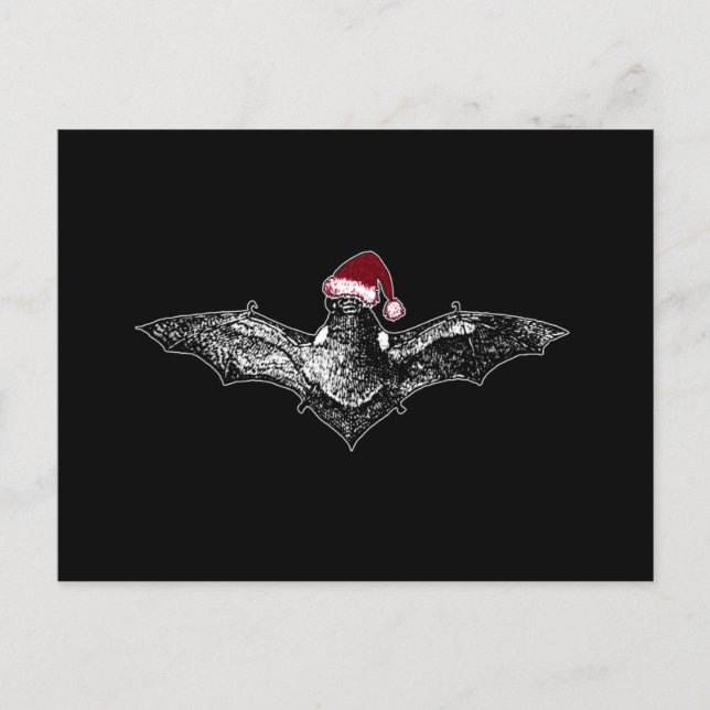 Cartão Postal De Festividades Bat em Santa Hat (Frente)