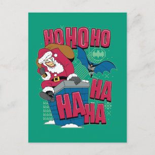 Cartão Postal De Festividades Batman Joker Papai Noel Subindo De Chaminé