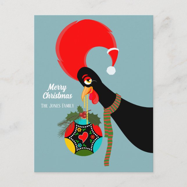 Cartão Postal De Festividades Bauble de Natal Sagrado do Galo Português (Frente)