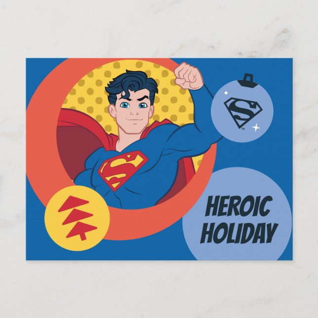 Cartão Postal De Festividades Bauble, Feriado do Super-Homem da Liga da Justiça (Frente)