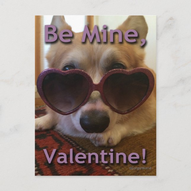 Cartão Postal De Festividades "Be Mine, Valentine!" Corgi Postcard (Frente)