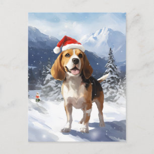 Cartão Postal De Festividades Beagle Christmas