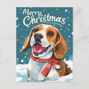 Cartão Postal De Festividades Beagle Christmas