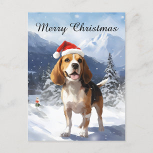 Cartão Postal De Festividades Beagle Christmas