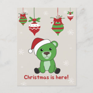 Cartão Postal De Festividades Bear Feliz Natal Feriado de Ursos de Inverno