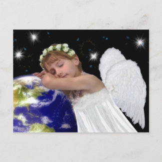 Cartão Postal De Festividades Beautiful Angel Christmas Post Card