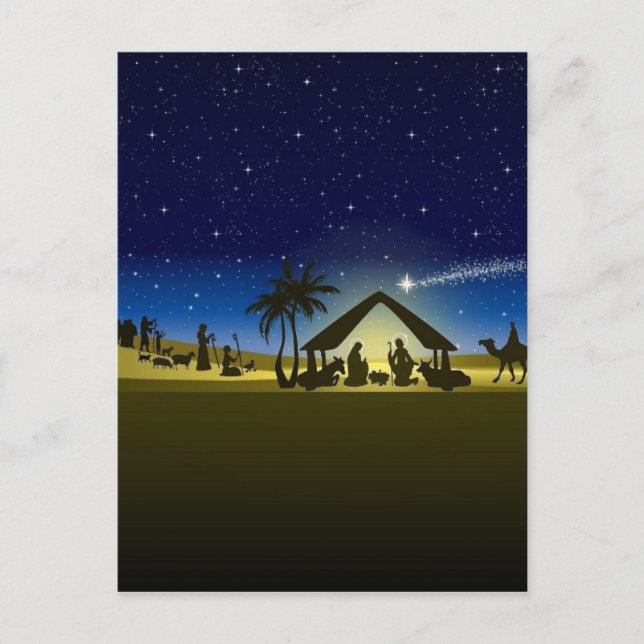 Cartão Postal De Festividades beautiful Christmas nativity image print (Frente)