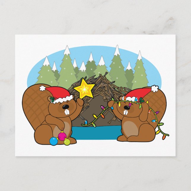 Cartão Postal De Festividades Beaver Christmas (Frente)