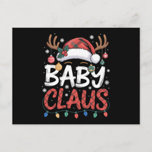 Cartão Postal De Festividades Bebê Claus Natal Chapéu de Papai Noel Chifres Luze