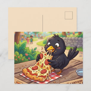 Cartão Postal De Festividades Bebê de desenho animado melro preto corvo gralha c