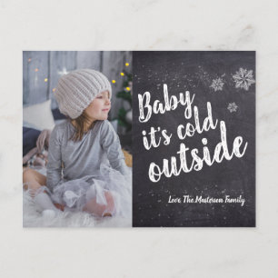 Cartão Postal De Festividades Bebê, está frio fora de Snowflakes Natal