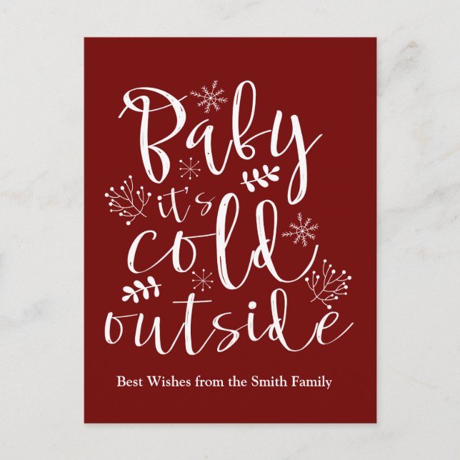 Cartão Postal De Festividades Bebê Frio Fora do Feriado de Natal Fofo (Frente)