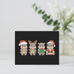 Cartão Postal De Festividades Bebê Hipopótamo Moo Deng Natal