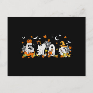 Cartão Postal De Festividades Bebendo Fantasma Bonito Café Halloween Queda Ghost