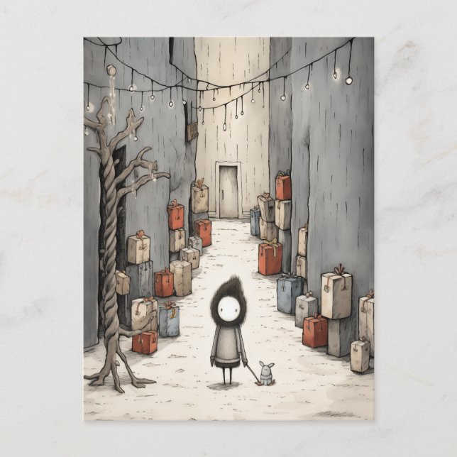 Cartão Postal De Festividades Beco de presentes bonitos (Frente)