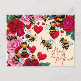 Cartão Postal De Festividades Bee Mine Romântica Design