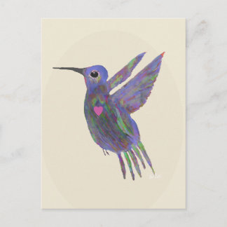 Cartão Postal De Festividades Beija-flor com Coração