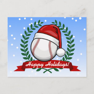 Cartão Postal De Festividades Beisebol Com Estilo De Natal Santa Hat