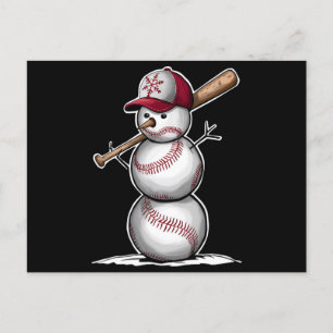 Cartão Postal De Festividades Beisebol Snowman Balls Snow Natal Presente no Nata