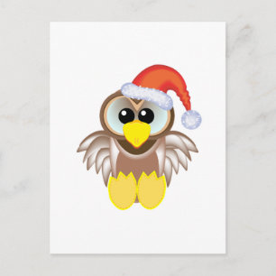 Cartão Postal De Festividades Bela coruja de Natal Goofkins papai noel