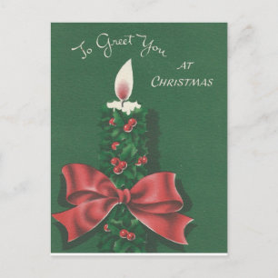 Cartão Postal De Festividades Bela Natal vintage Vela