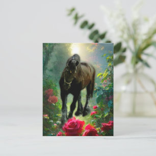 Cartão Postal De Festividades Beleza Negra Fantasia de Cavalo Frísia - Cartão-po