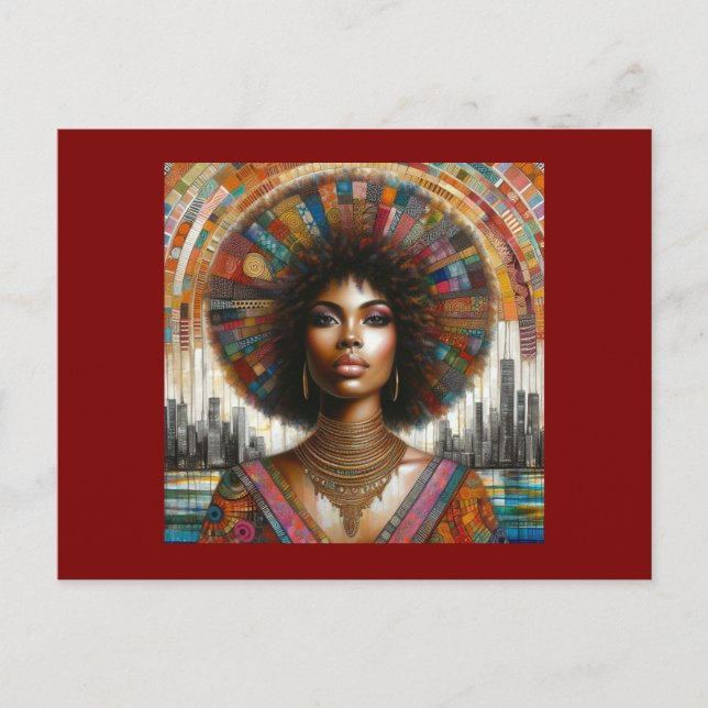 Cartão Postal De Festividades Beleza Radiante: Mulher Afro-Americana Incrível (Frente)