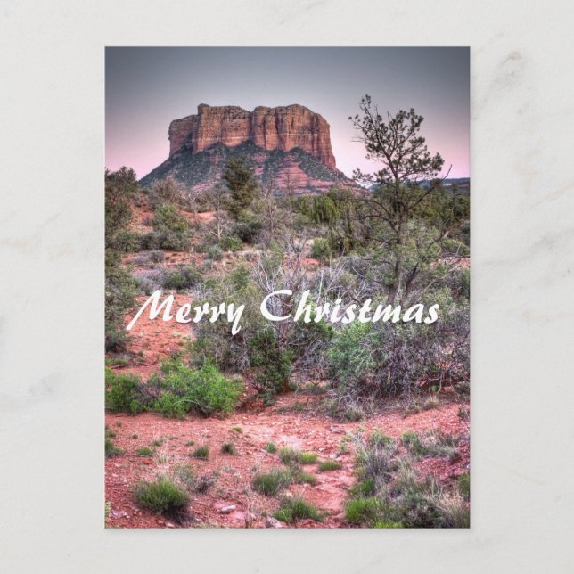 Cartão Postal De Festividades Bell rock Sedona, Arizona. Merry Christmas (Frente)