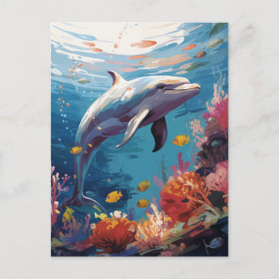 Cartão Postal De Festividades Belo Cartão-postal de golfinho