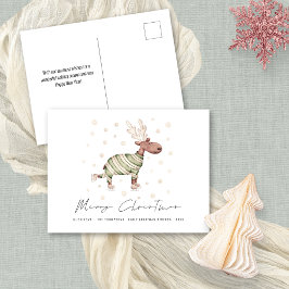 Cartão Postal De Festividades Belo e bom-humor, Reindeer Feliz Natal